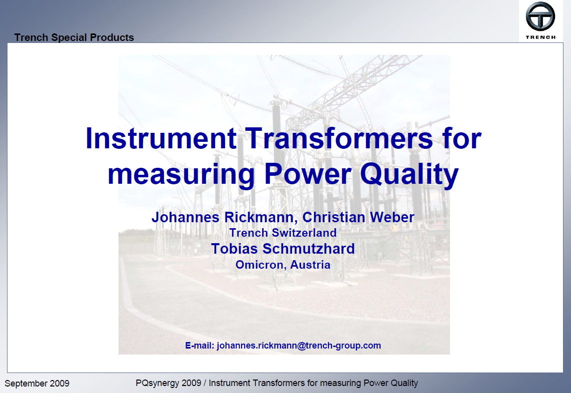 Instrument transformer for measuring power quality_slide1